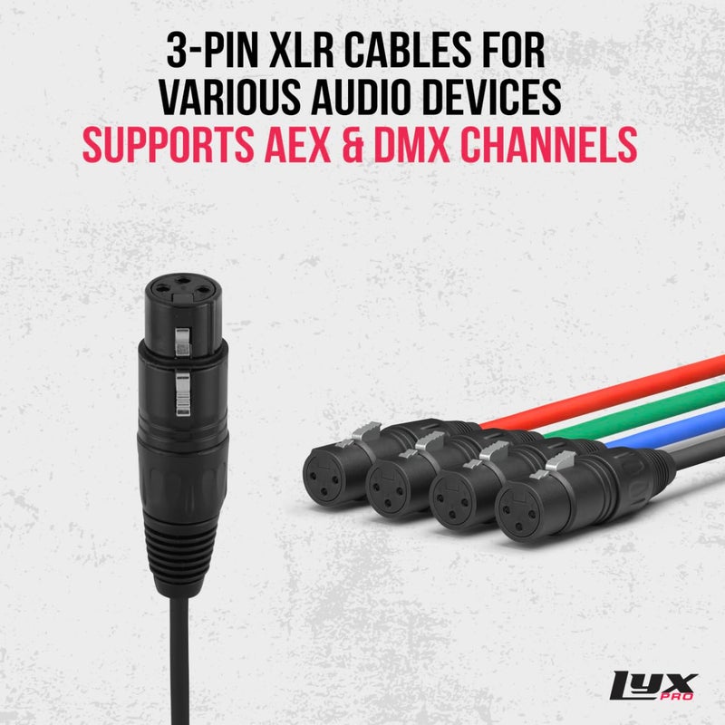 LyxPro XLR 3 Feet Audio Snake 4 Channel 3 Pin Multi Network Breakout for Stage and Recording Studio Female Connection, Great for Sound and Lighting Transfer - Image 3